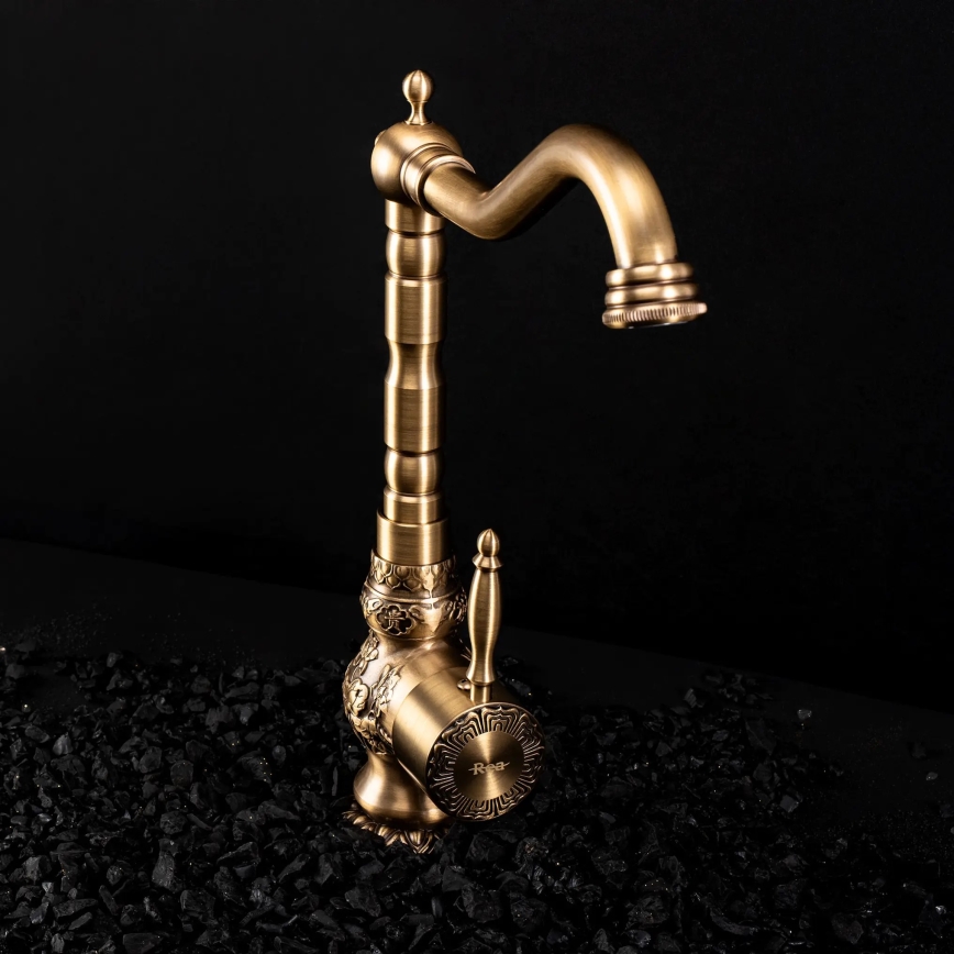 REA-B2500 - Washbasin Faucet VENICE RETRO 32 cm Brushed Gold