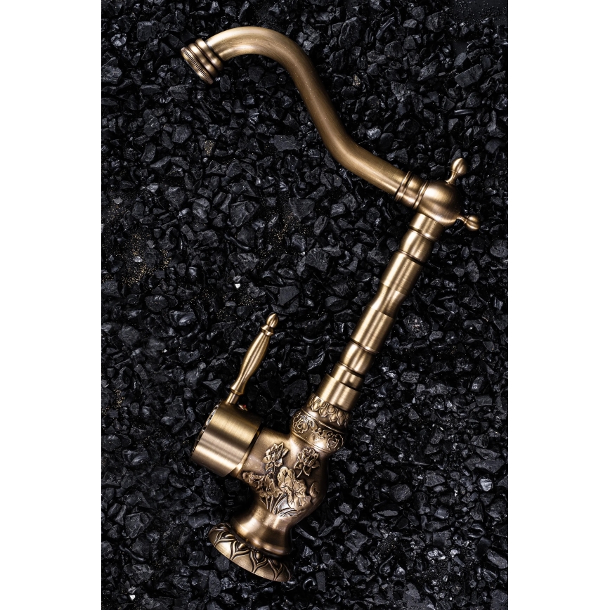 REA-B2500 - Washbasin Faucet VENICE RETRO 32 cm Brushed Gold