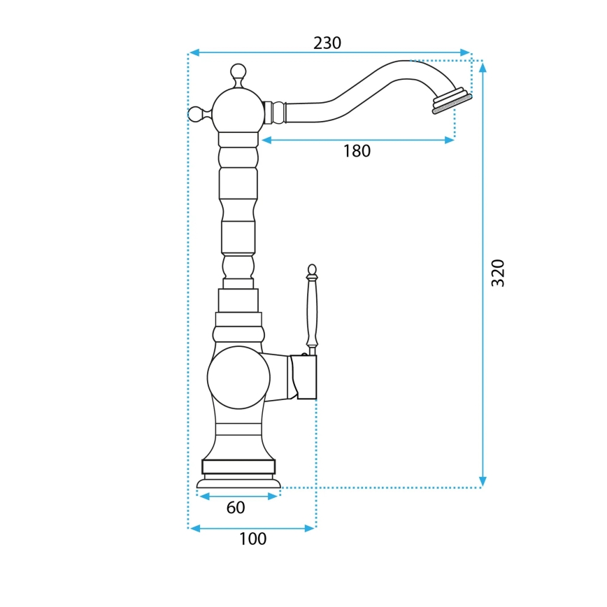 REA-B2500 - Washbasin Faucet VENICE RETRO 32 cm Brushed Gold