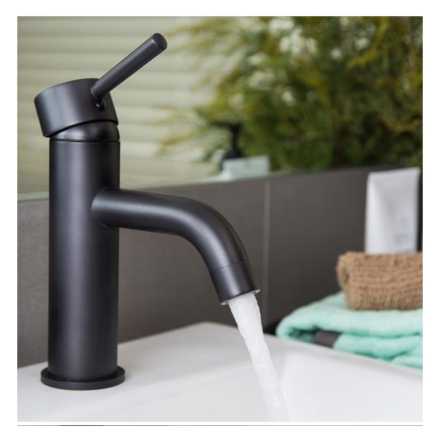 REA-B4102 - LUNGO 16.5 cm Basin Mixer, Black