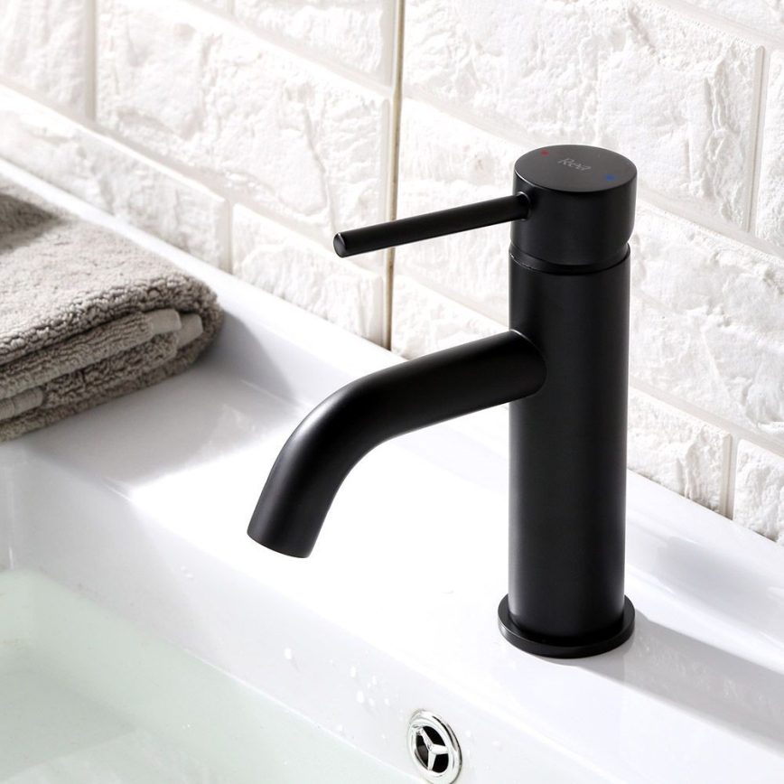 REA-B4102 - LUNGO 16.5 cm Basin Mixer, Black