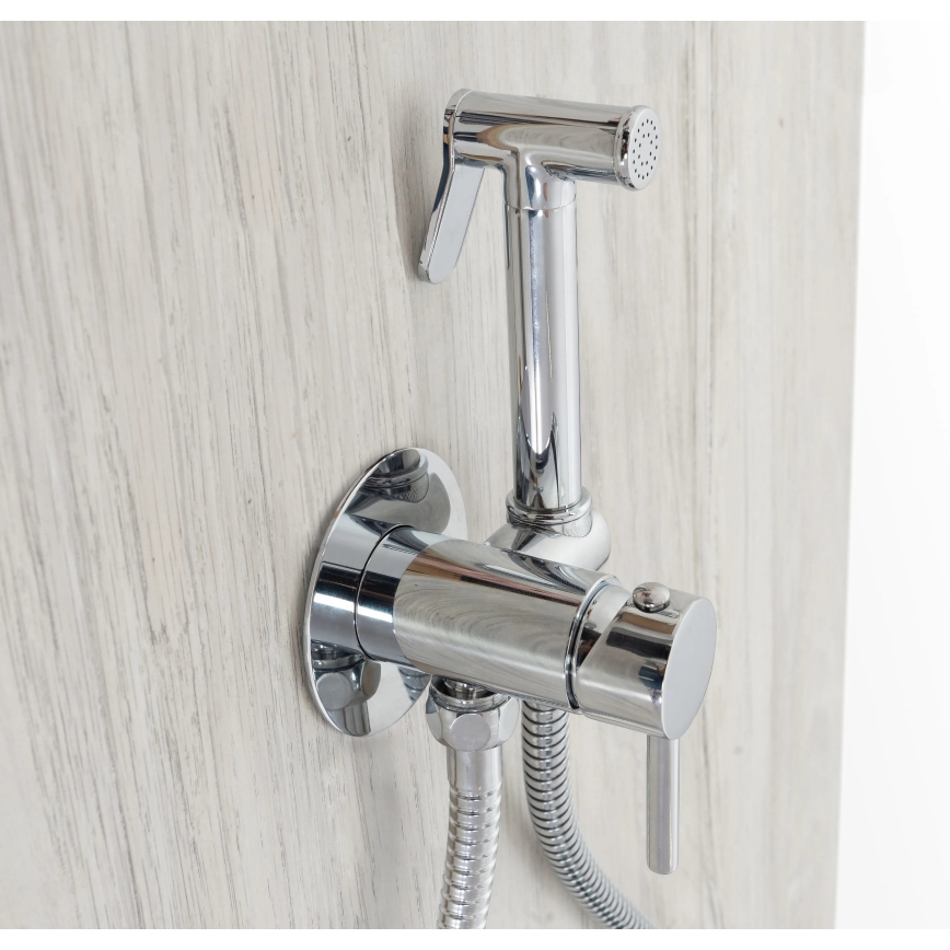 REA-B4106 - LUNGO bidet mixer with hand spray for concealed installation, polished chrome finish