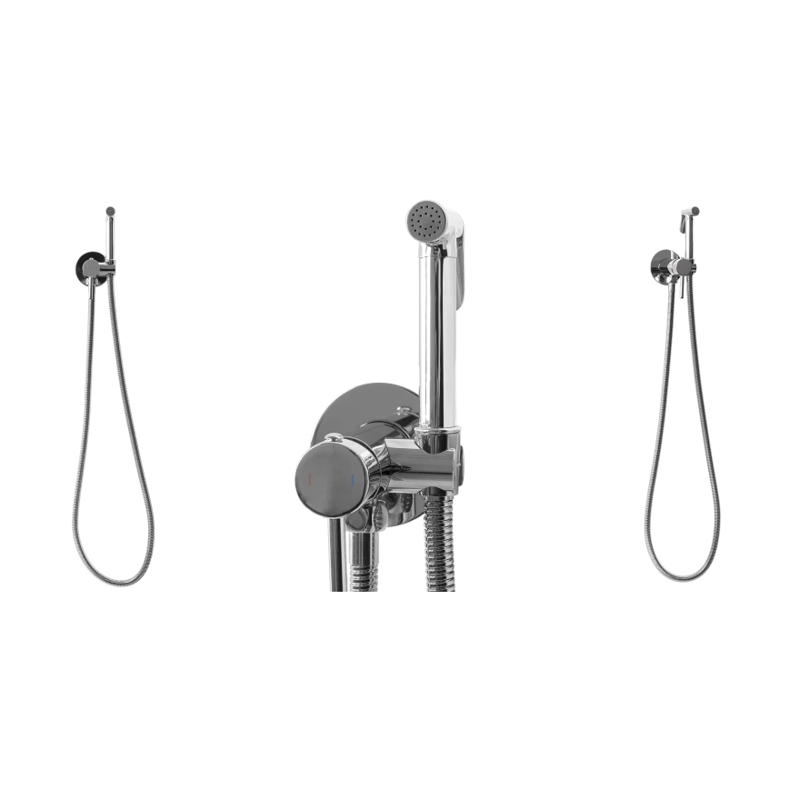 REA-B4106 - LUNGO bidet mixer with hand spray for concealed installation, polished chrome finish