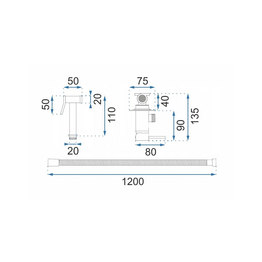 REA-B4106 - LUNGO bidet mixer with hand spray for concealed installation, polished chrome finish