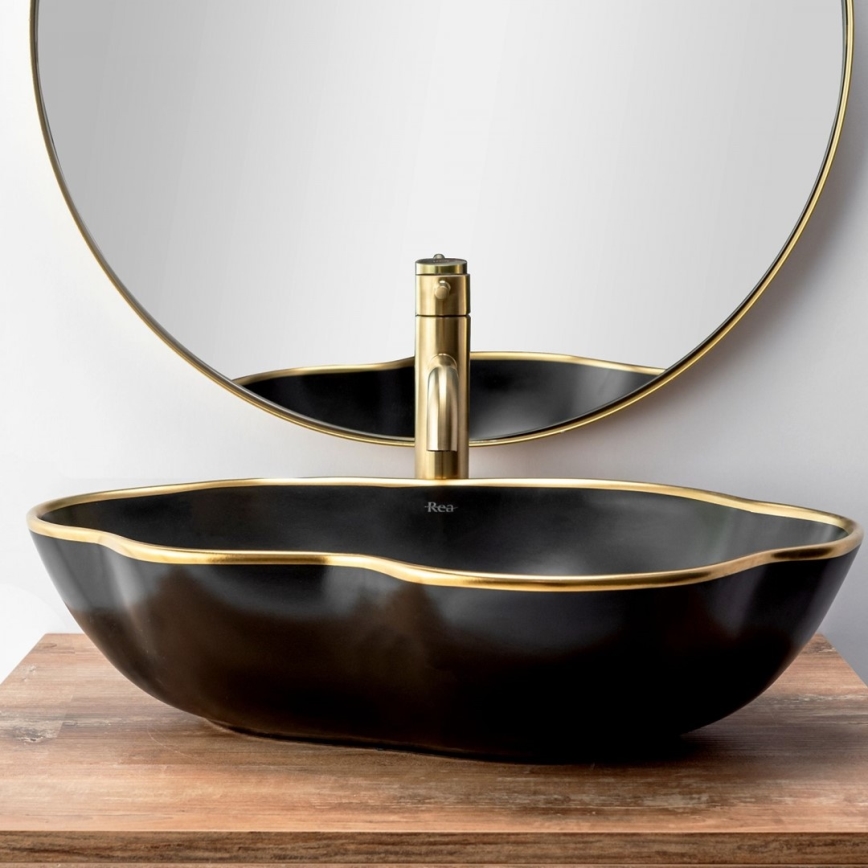 REA-B4526 - LUNGO 28 cm Brushed Gold Basin Mixer