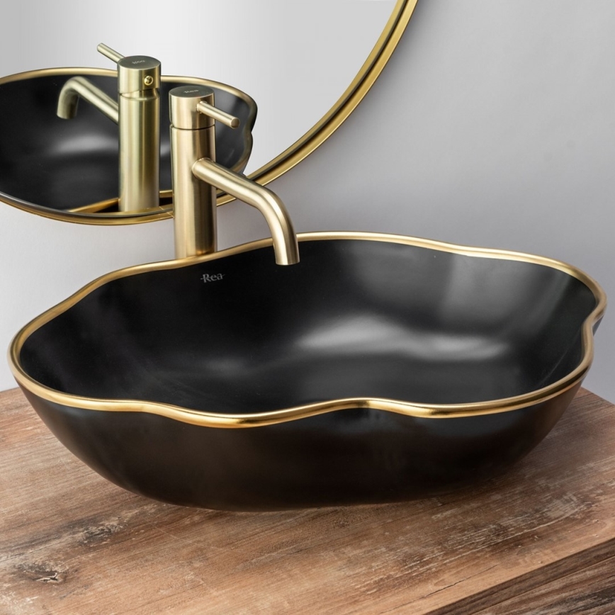 REA-B4526 - LUNGO 28 cm Brushed Gold Basin Mixer