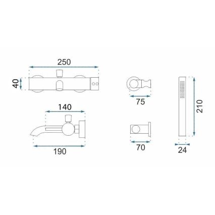REA-B4567 - LUNGO Brushed Copper Bathtub Set