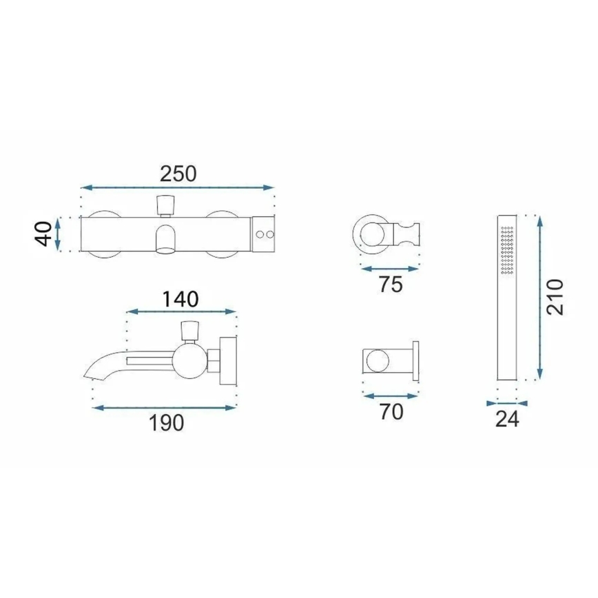 REA-B4567 - LUNGO Brushed Copper Bathtub Set