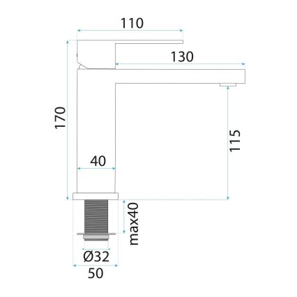 REA-B4589 - ARLO 17 cm Nickel Washbasin Faucet