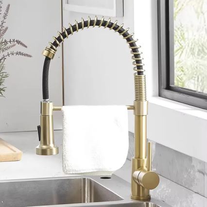 REA-B4821 - COLIN 42.5 cm Brushed Gold Kitchen Faucet with Pull-Out Spray