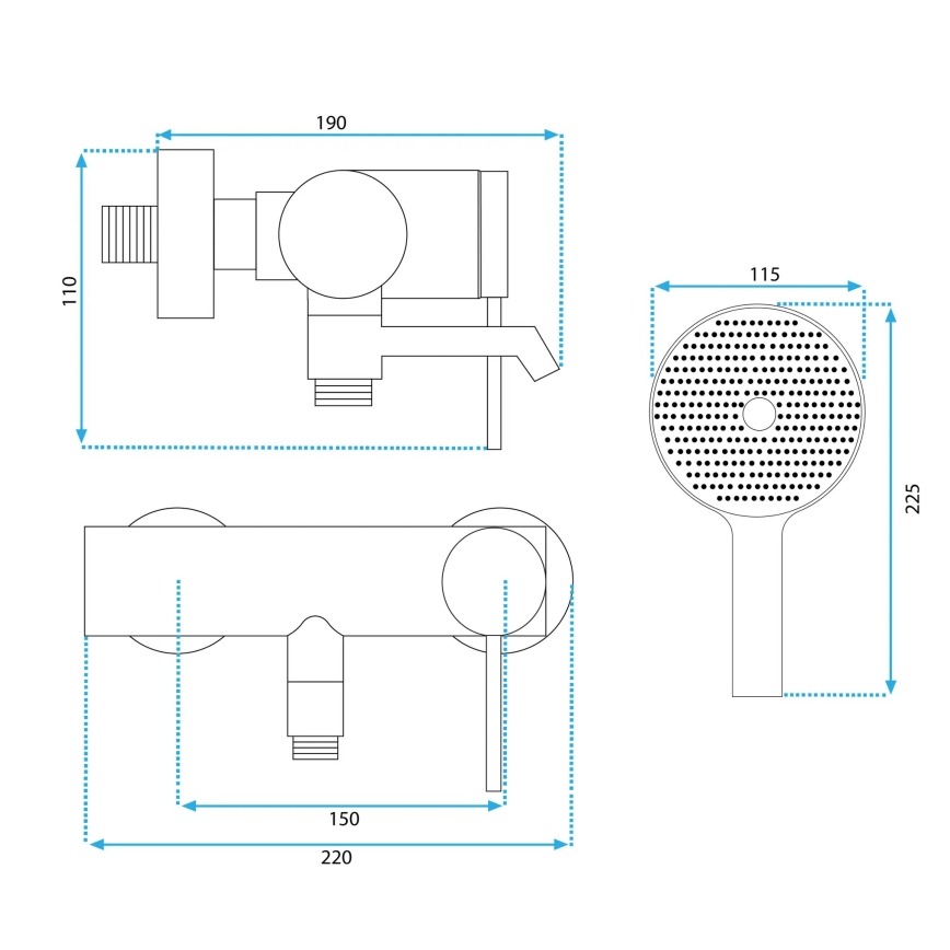 REA-B5099 - FOSS Matte Black Tub Set