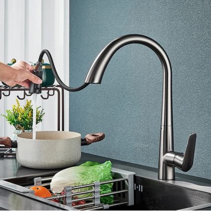 REA-B5314 - ROSS 43 cm Kitchen Faucet with Pull-Out Sprayer, Nickel Finish