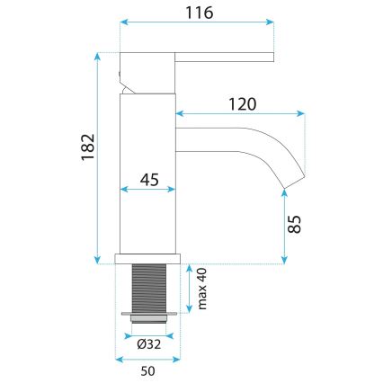 REA-B5504 - ONTARIO 17.5 cm Black Washbasin Faucet