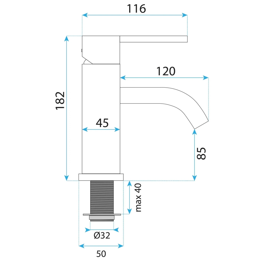 REA-B5504 - ONTARIO 17.5 cm Black Washbasin Faucet