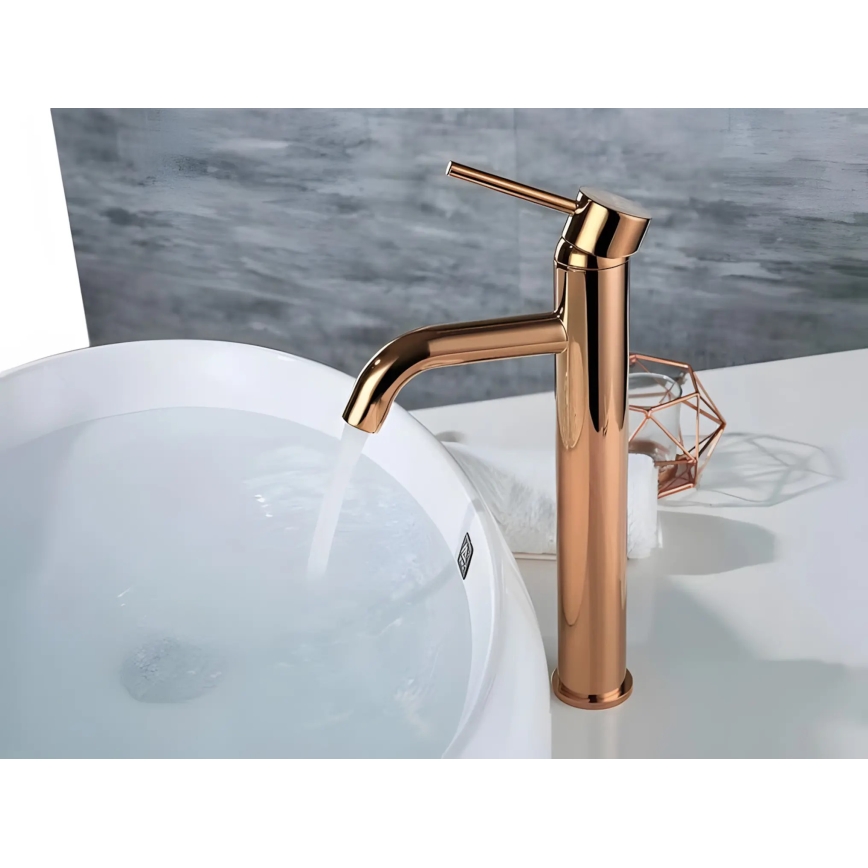 REA-B6321 - LUNGO 28 cm Rose Gold Washbasin Faucet