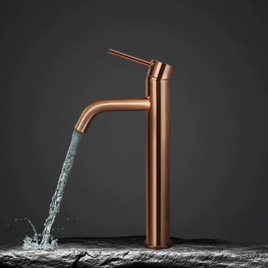 REA-B6321 - LUNGO 28 cm Rose Gold Washbasin Faucet