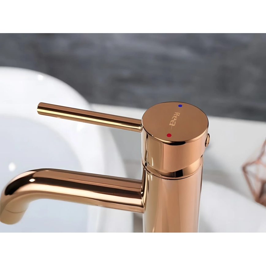 REA-B6321 - LUNGO 28 cm Rose Gold Washbasin Faucet