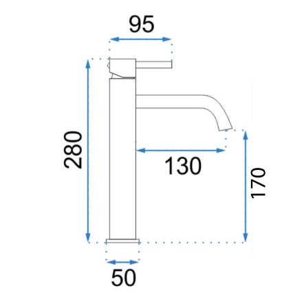 REA-B6321 - LUNGO 28 cm Rose Gold Washbasin Faucet