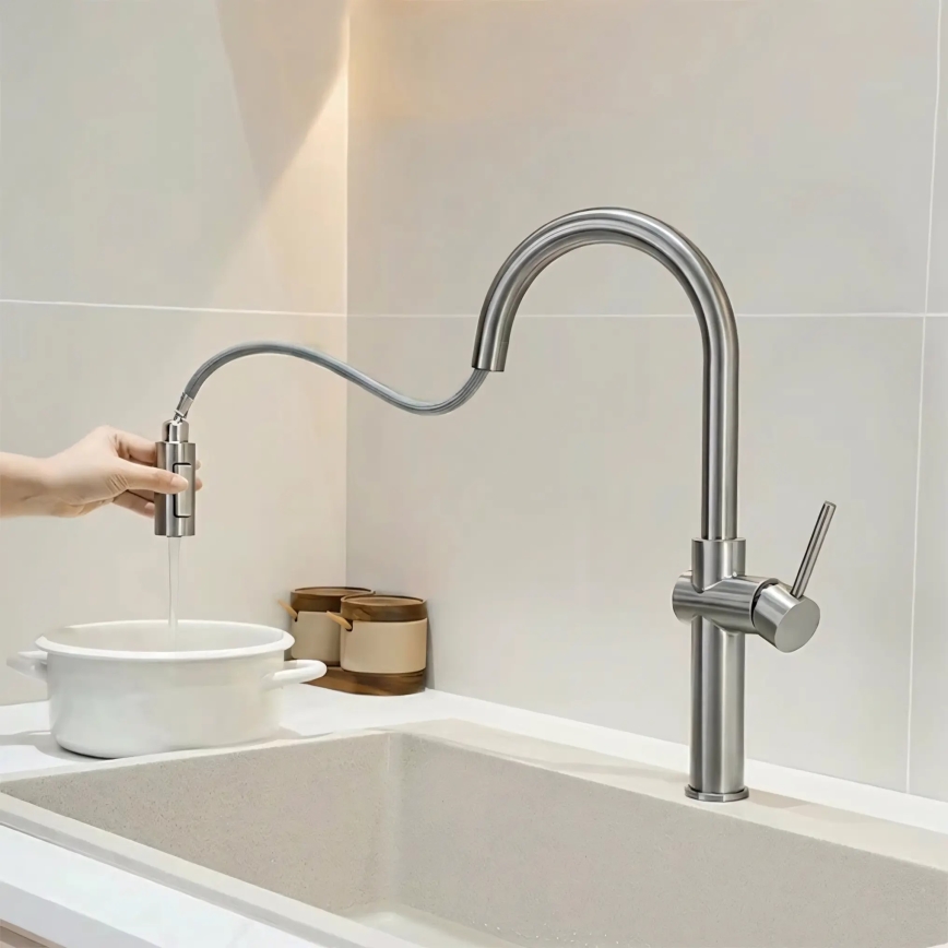 REA-B6330 - FRESH 45 cm pull-out kitchen faucet, nickel