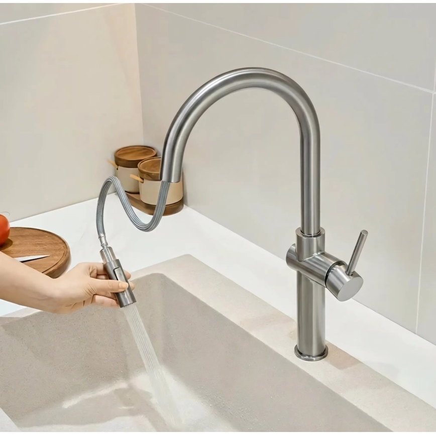 REA-B6330 - FRESH 45 cm pull-out kitchen faucet, nickel