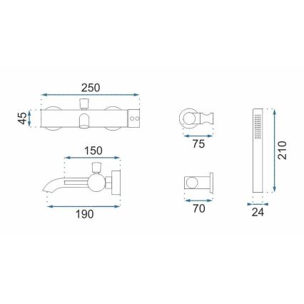 REA-B6384 - LUNGO Titanium Bathtub Set