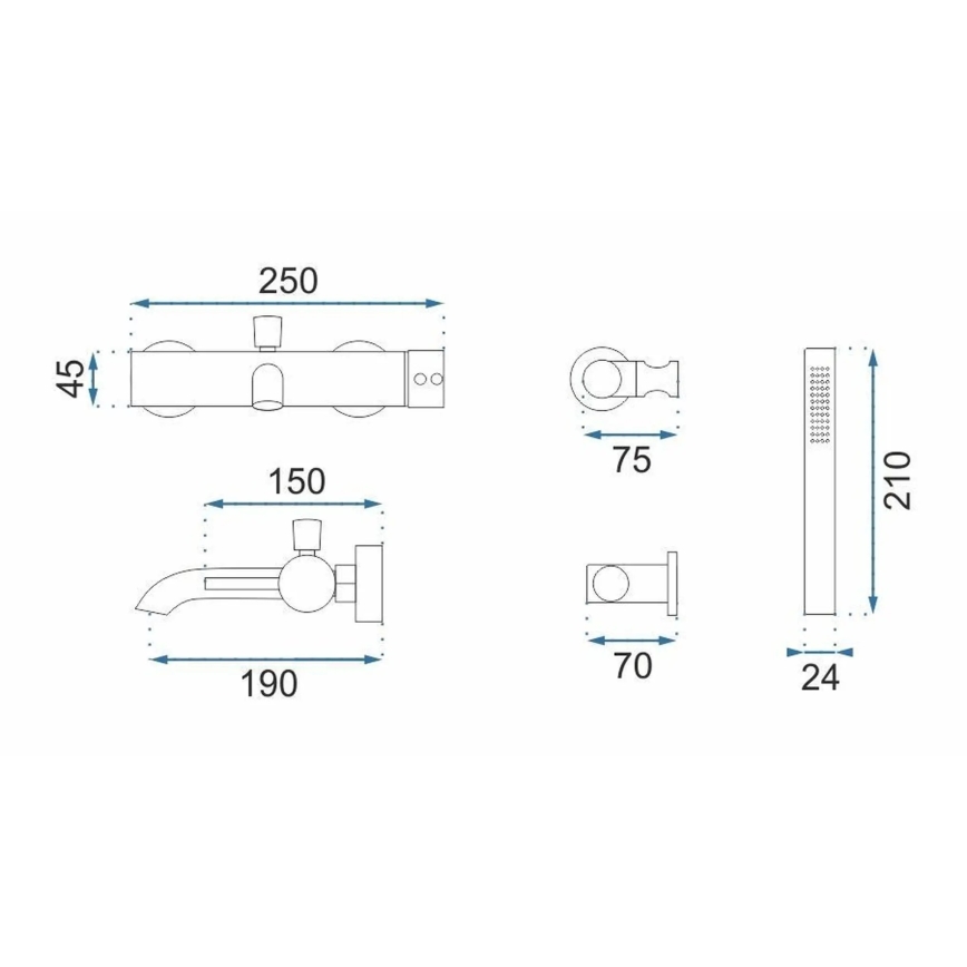 REA-B6384 - LUNGO Titanium Bathtub Set