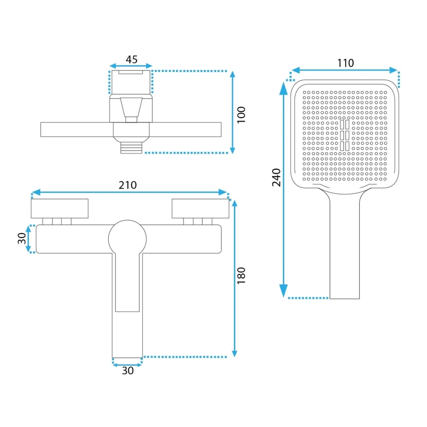 REA-B6414 - ARGUS Bathtub Set with Mixer, Brushed Gold