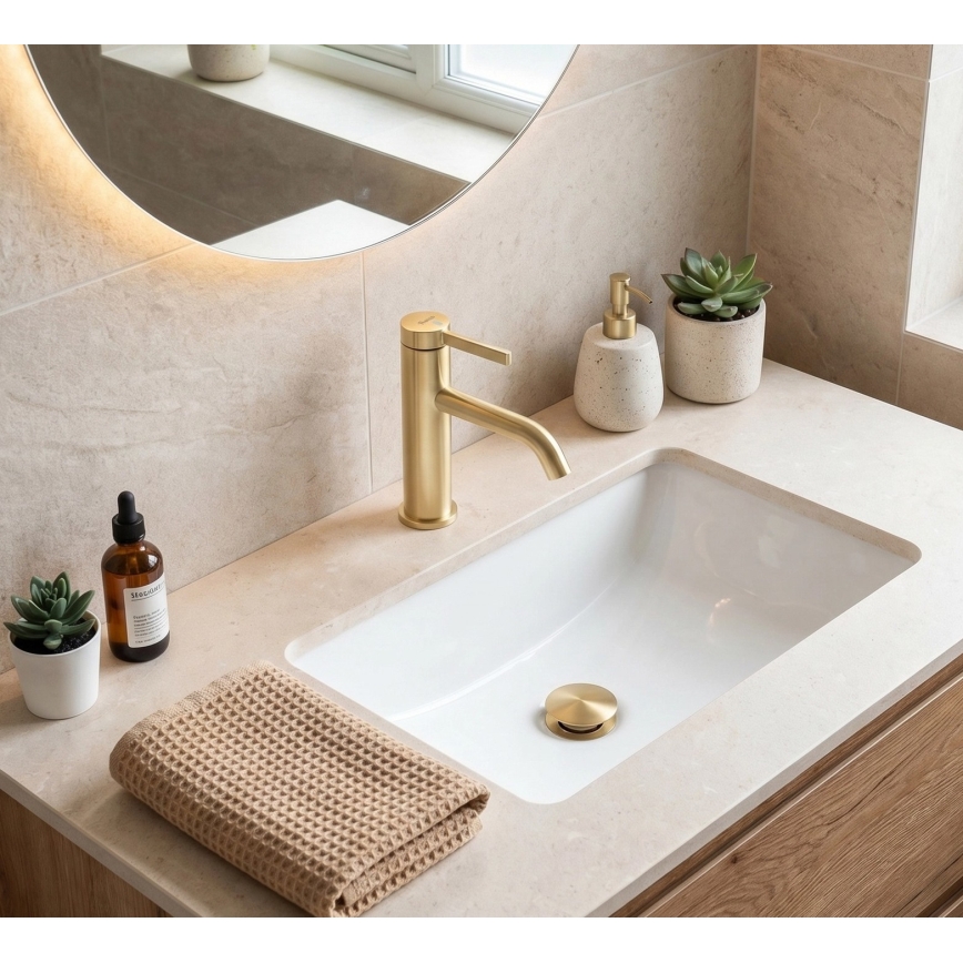REA-B6533 - RIVO Basin Mixer 16.5 cm Brushed Gold