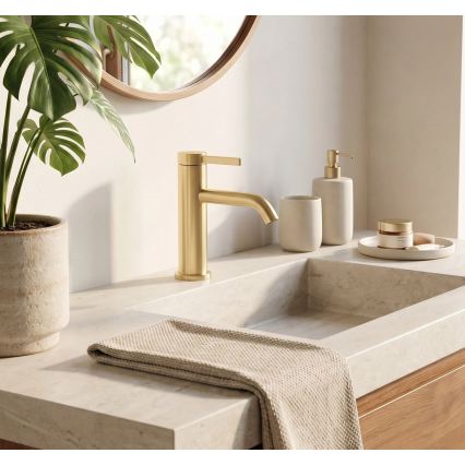 REA-B6533 - RIVO Basin Mixer 16.5 cm Brushed Gold
