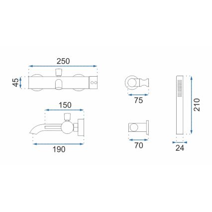 REA-B6634 - LUNGO bathtub set matte black
