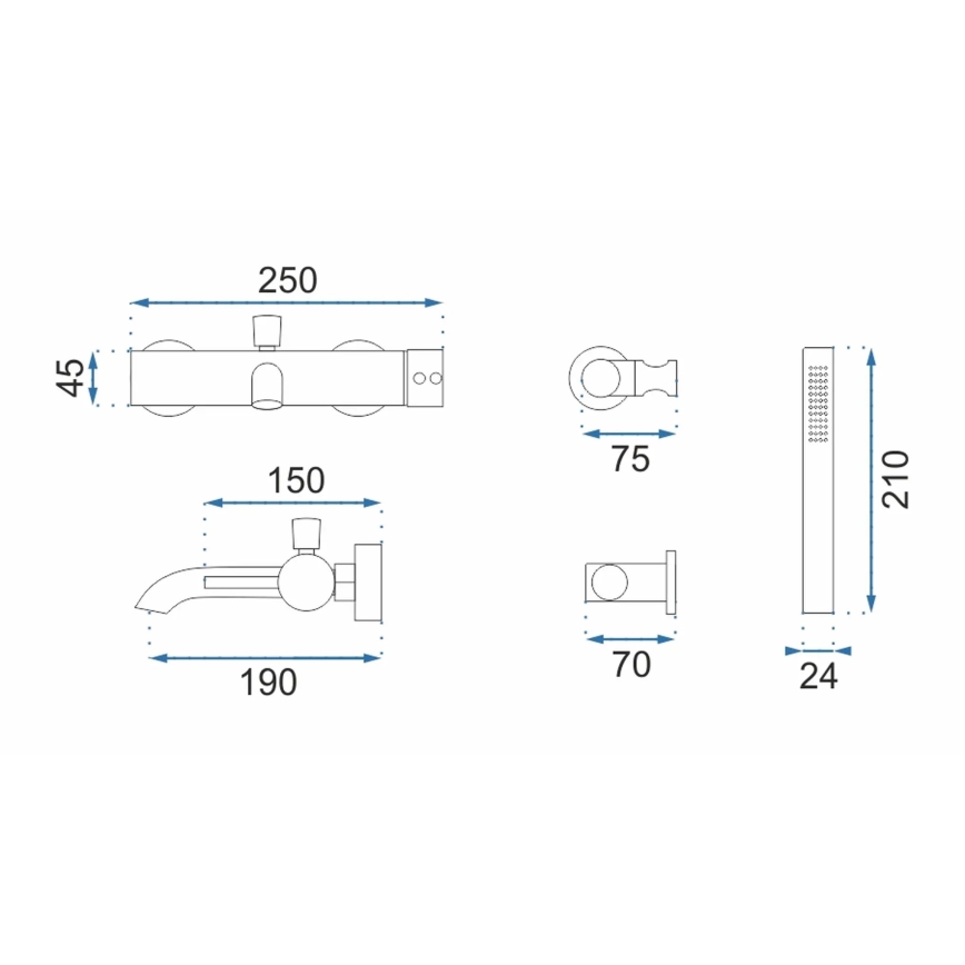 REA-B6634 - LUNGO bathtub set matte black