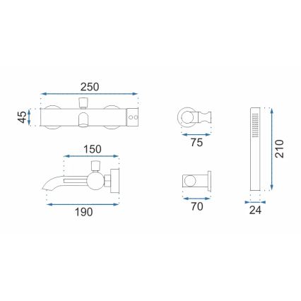 REA-B6641 - LUNGO Bathtub Set, Polished Chrome
