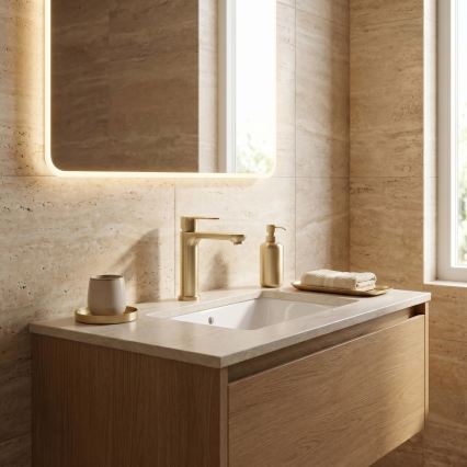 REA-B6697 - LOGAN 18.5 cm Brushed Gold Basin Mixer