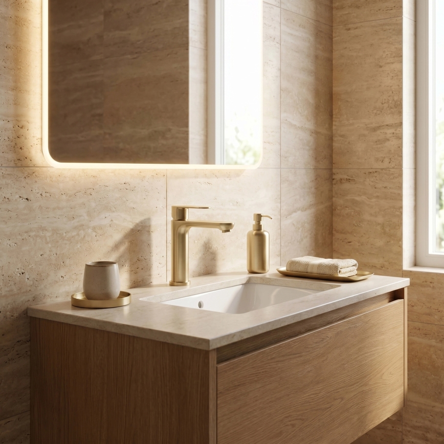REA-B6697 - LOGAN 18.5 cm Brushed Gold Basin Mixer