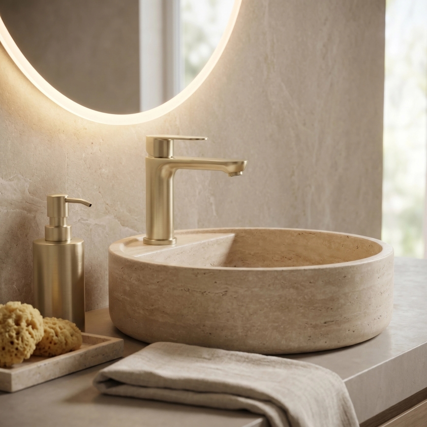 REA-B6697 - LOGAN 18.5 cm Brushed Gold Basin Mixer