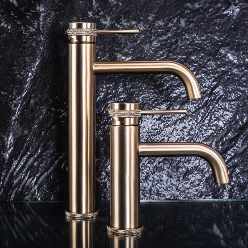 REA-B6896 - LUNGO 28 cm Brushed Gold Basin Mixer