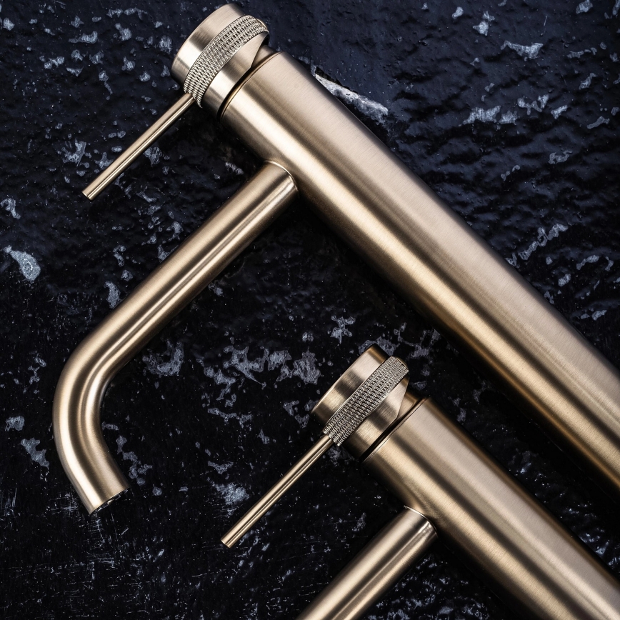 REA-B6896 - LUNGO 28 cm Brushed Gold Basin Mixer