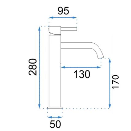 REA-B6896 - LUNGO 28 cm Brushed Gold Basin Mixer