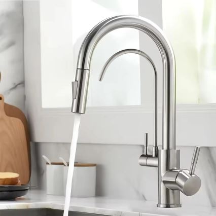 REA-B7563 - ECO FRESH 37.5 cm Kitchen Faucet with Pull-Out Spray and Integrated Filtration, Nickel