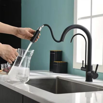 REA-B7564 - Kitchen faucet with pull-out spray and ECO FRESH filtration, 37.5 cm, matte black