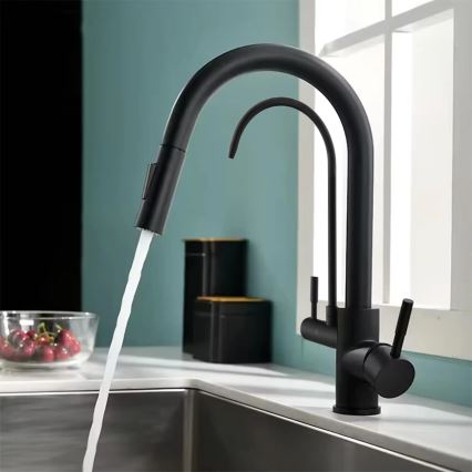 REA-B7564 - Kitchen faucet with pull-out spray and ECO FRESH filtration, 37.5 cm, matte black