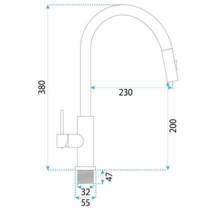 REA-B7573 - ONTARIO 38 cm Nickel Pull-Out Spray Kitchen Faucet