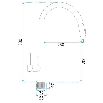 REA-B7574 - ONTARIO 38 cm Kitchen Faucet with Pull-Out Sprayer, Titanium