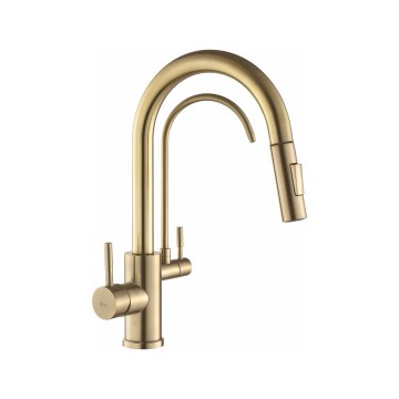 REA-B7596 - Kitchen sink faucet with pull-out sprayer and ECO FRESH filtration 37.5 cm brushed gold