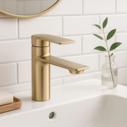 REA-B7960 - STORM 15 cm Brushed Gold Basin Mixer