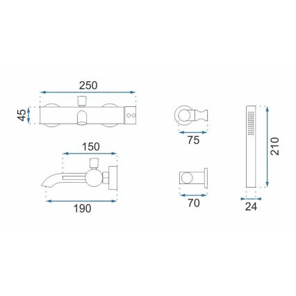 REA-B7987 - LUNGO Brushed Copper Bathtub Set