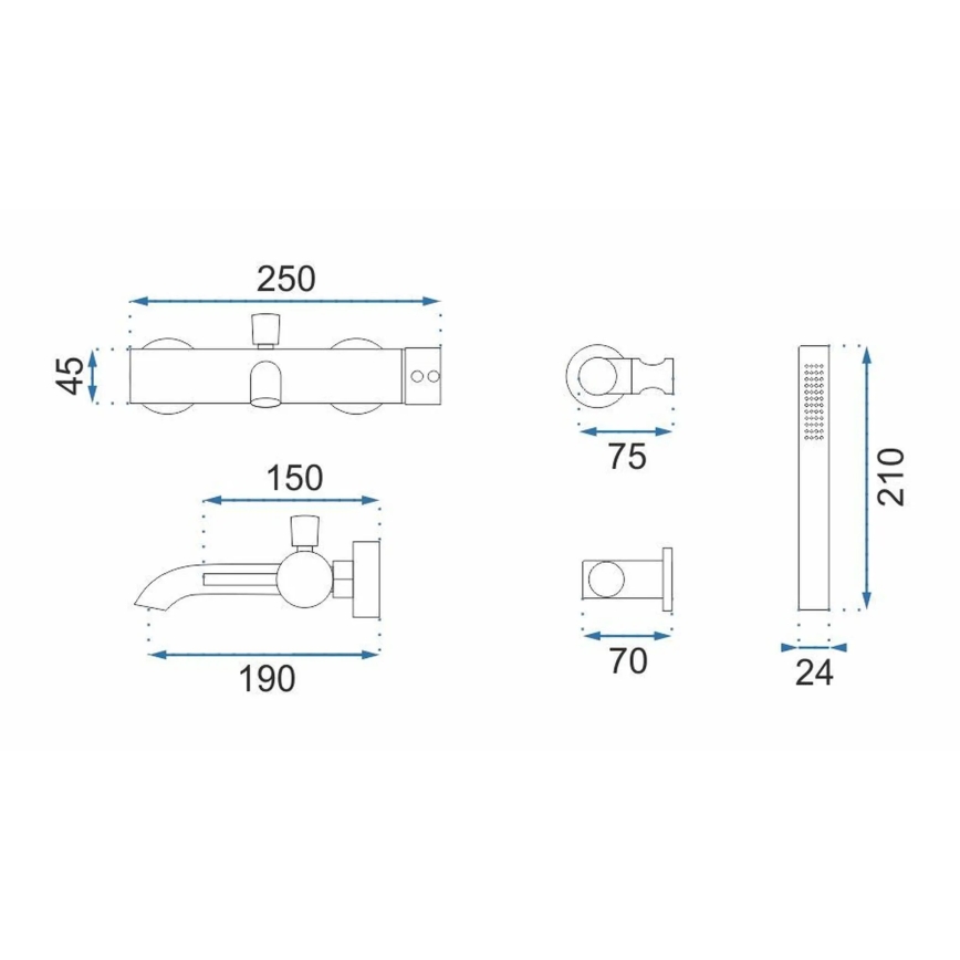 REA-B8030 - LUNGO Matte White Bath Set