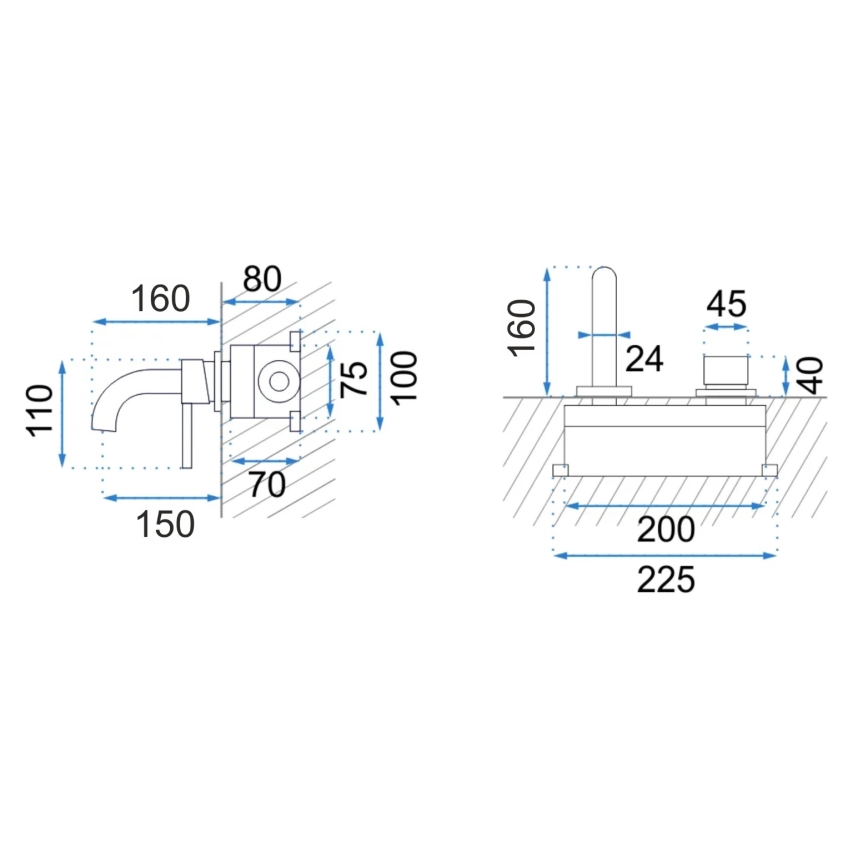 REA-B8652 - LUNGO Concealed Basin Mixer, Brushed Gold
