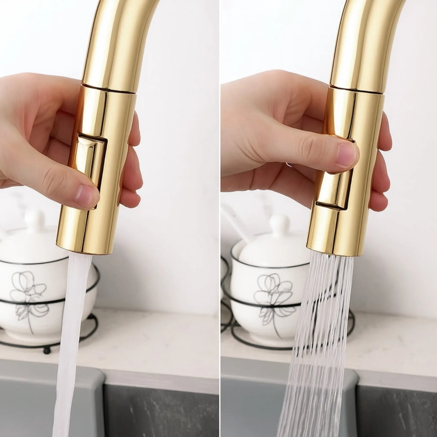 REA-B8989 - Kitchen sink faucet with pull-out sprayer and ECO FRESH filtration, 37.5 cm, gold