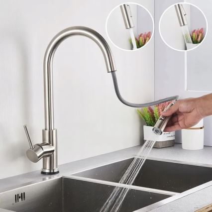 REA-B9146 - FRESH 39.5 cm kitchen faucet with pull-out sprayer, nickel